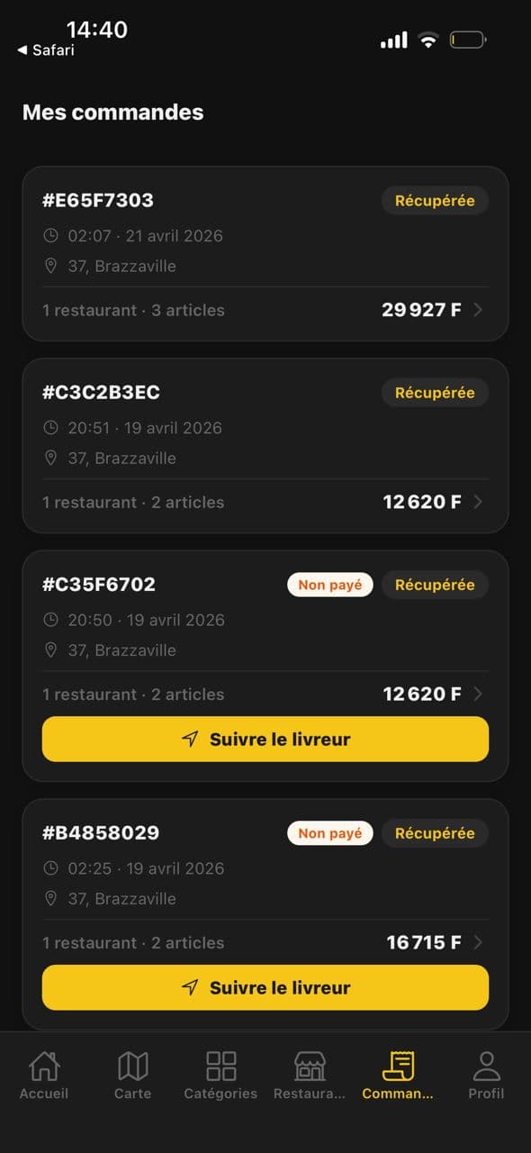 Zuafood App Orders